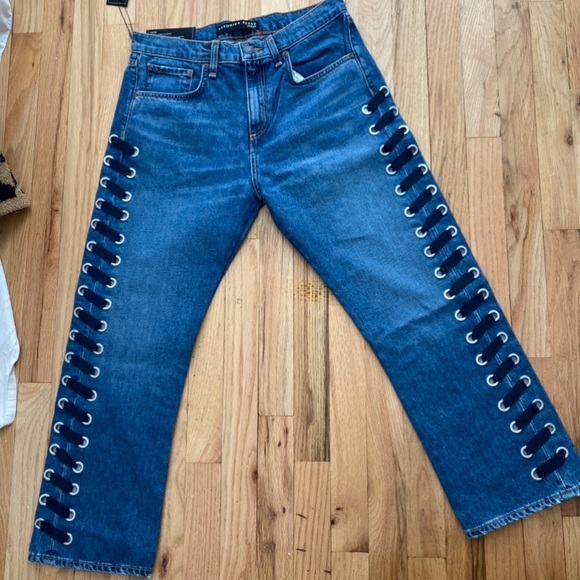 VERONICA BEARD Ines Girlfriend lace up jeans Stone - Picture 6 of 13